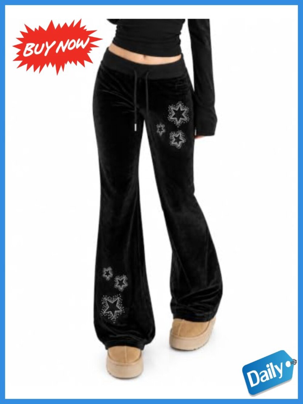 Velvet Flare Pants Low Rise Drawstring Bootcut Bell Bottoms